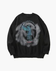 Y2K Black ANGEL RAIN SWEATER