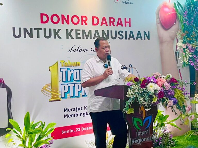 Bersama PMI Dalam Rangka Transformasi Satu Tahun, PTPN I Regional 4 Berhasil Sumbang 150 Kantong Darah