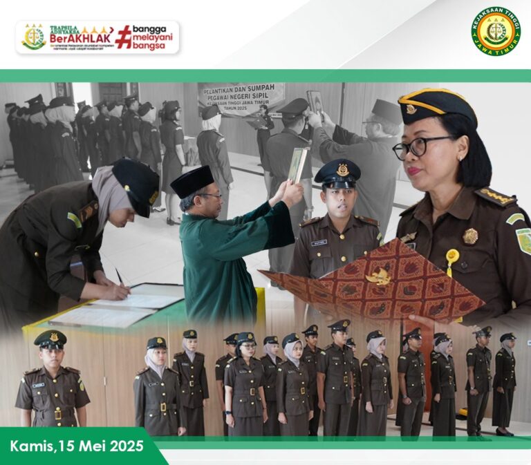 Asisten Pembinaan Kejati Jatim Lantik 18 ASN Di Lingkungan Kejati Jatim