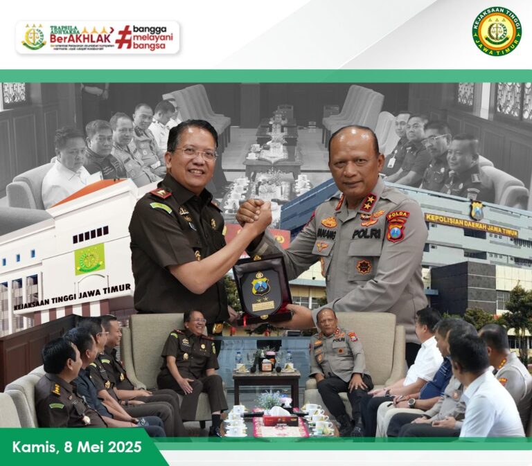 Kajati Jatim Dr. Kuntadi Silaturahmi ke Mapolda Jatim, Perkuat Sinergi Antar Lembaga Penegak Hukum