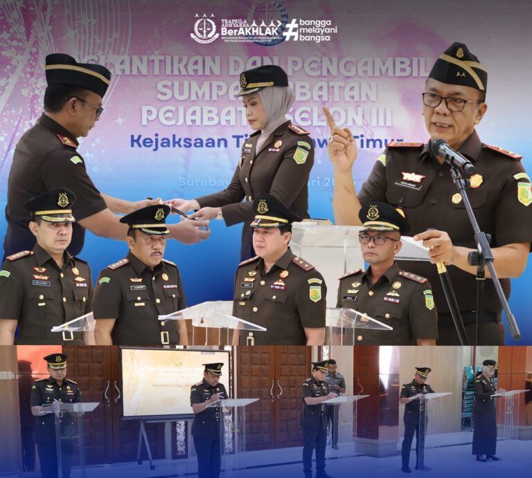 Lantik Lima Pejabat Eselon III, Kajati Jatim Dorong Respons Cepat terhadap Berbagai Persoalan Hukum Daerah