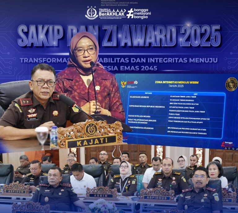 SAKIP dan ZI Award 2025, Kejati Jatim Berhasil Raih Predikat Wilayah Birokrasi Bersih dan Melayani