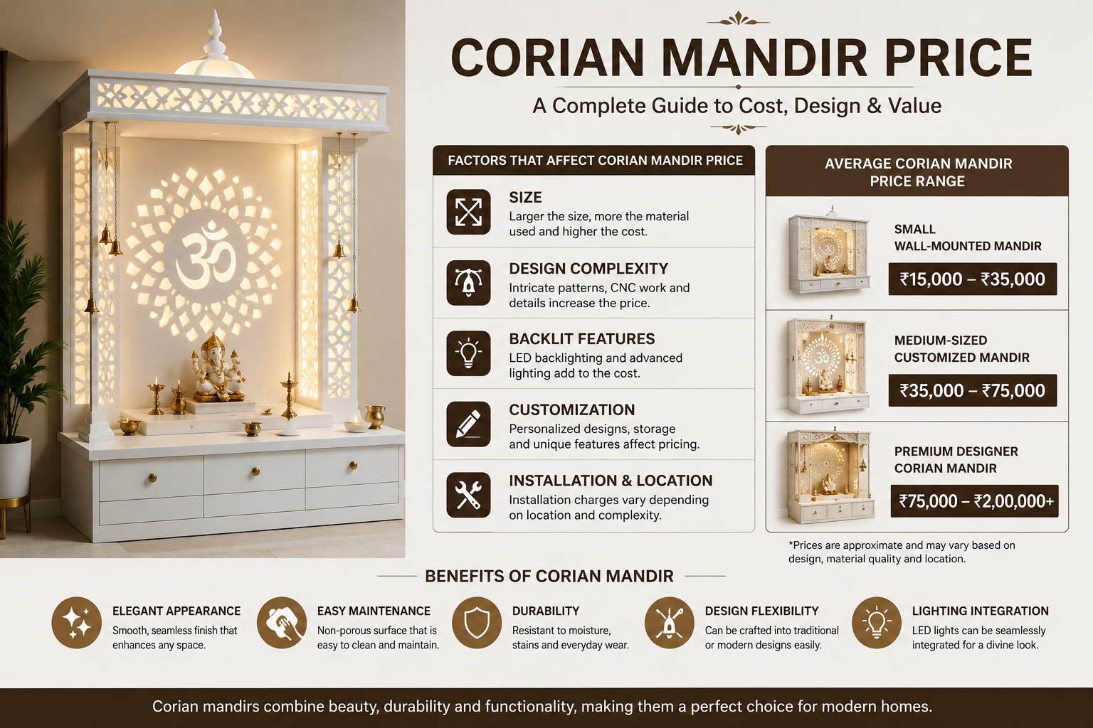 corian mandir price